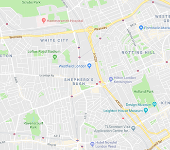 Shepherds Bush-W12-London-Map-350×308 M25 London Areas Covered